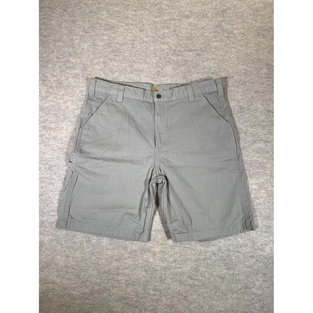 Carhartt Rigby Dungaree Shorts Men 38 Beige Cotton Stretch Relaxed Fit High Rise